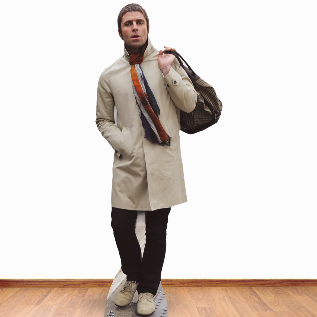 CS1155 Liam Gallagher Cream Jacket Height 180cm Lifesize Cardboard Cut Out With Mini