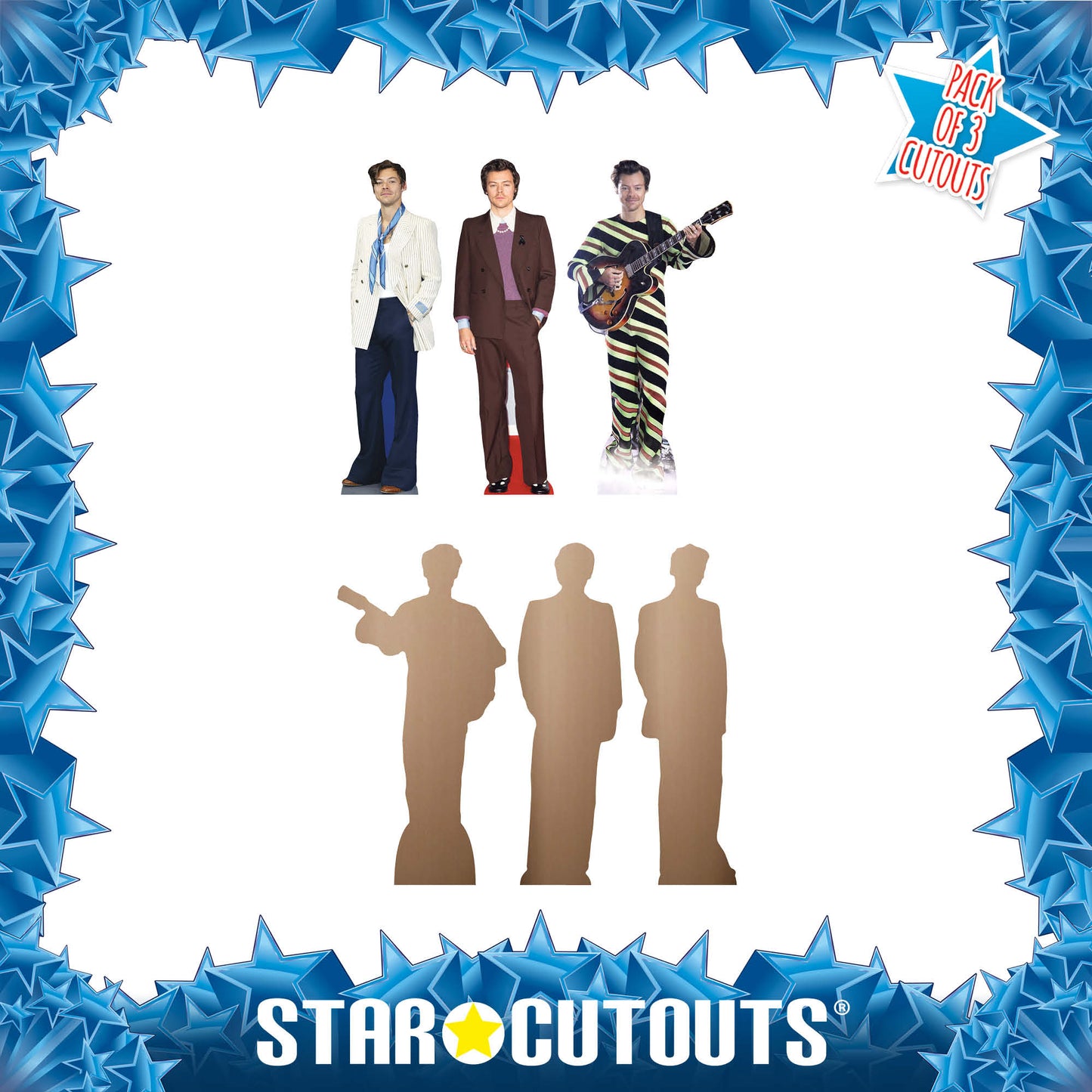 CS1193 Harry Three Pack Shelf Top Cutout Cardboard Cut Out Height 31cm
