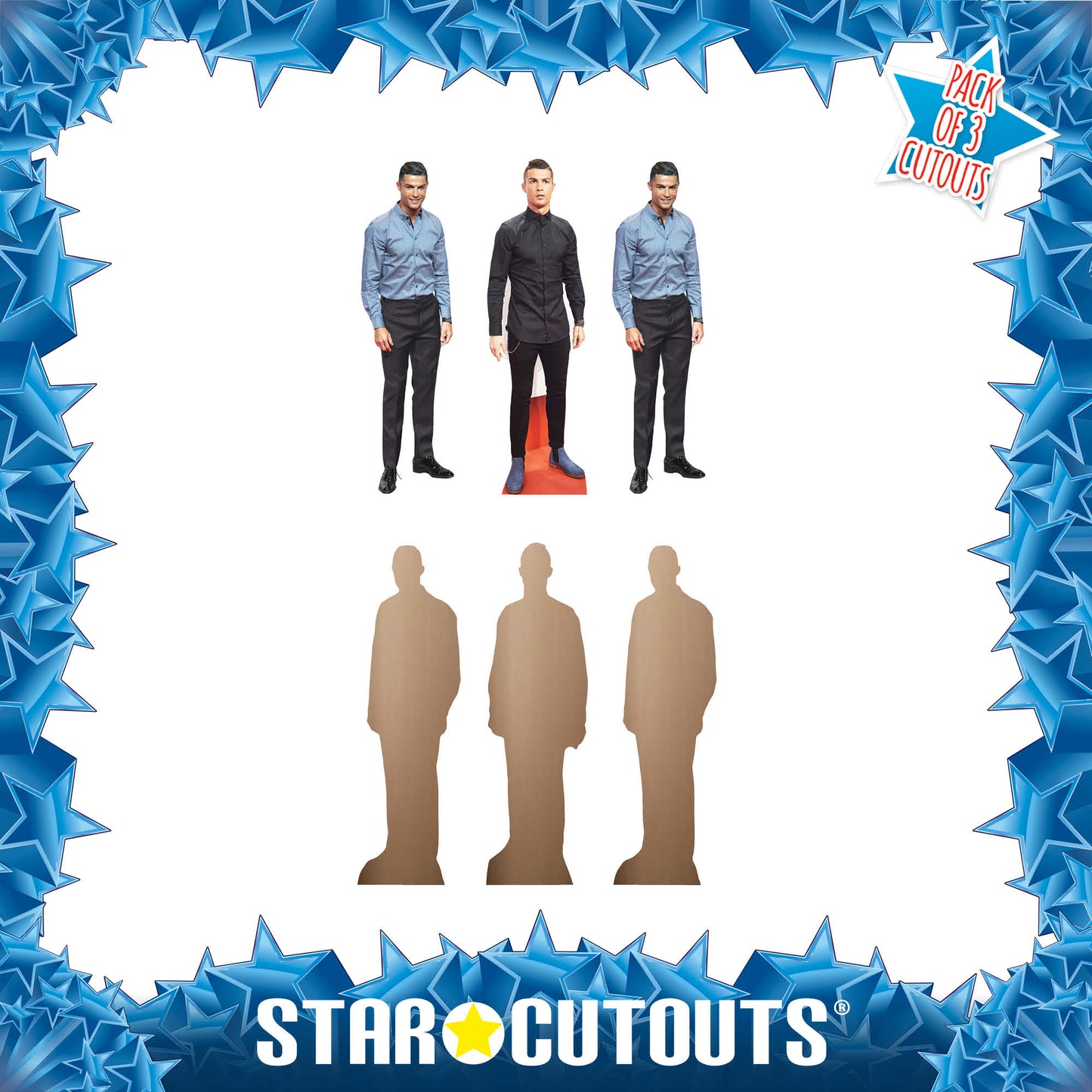 CS1192 Ronaldo Three Pack Shelf Top Cutout  Cardboard Cut Out Height 31cm