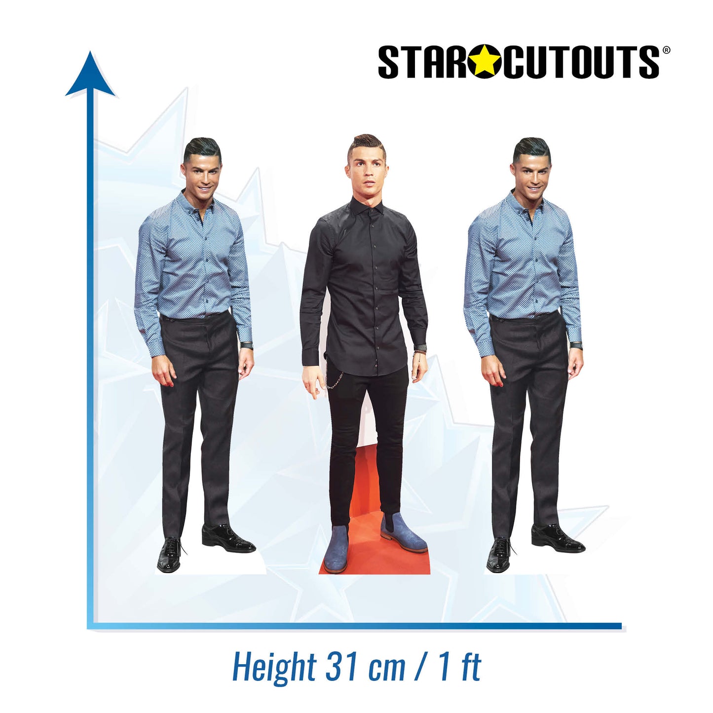 CS1192 Ronaldo Three Pack Shelf Top Cutout  Cardboard Cut Out Height 31cm