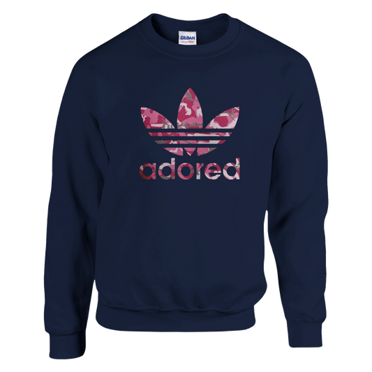 Sweat-shirt motif trèfle camouflage rose adoré