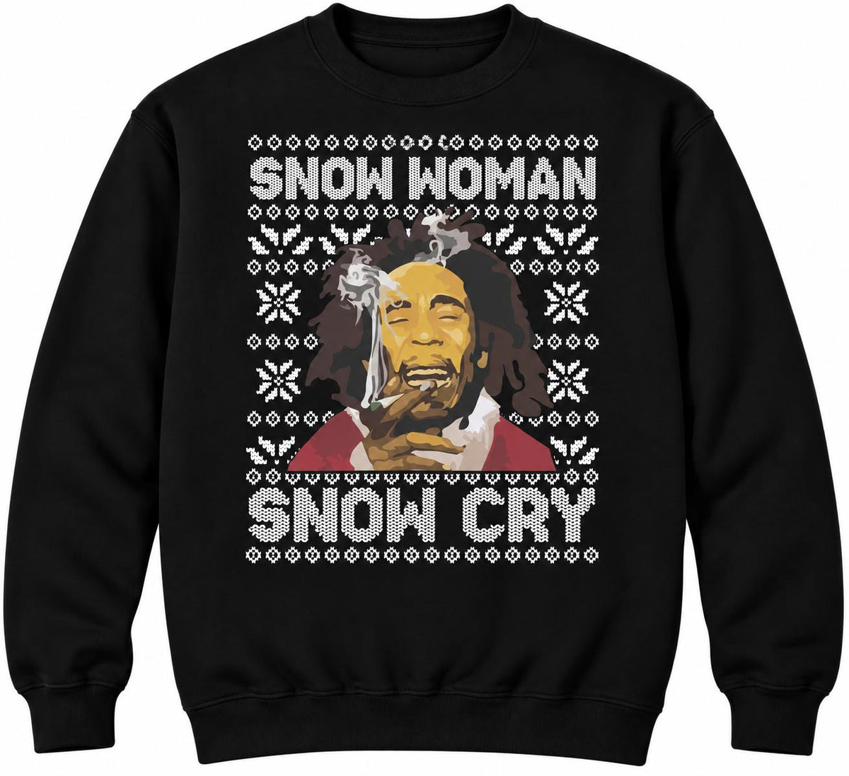 Bob Marley "Snow woman, snow cry" Christmas Jumper